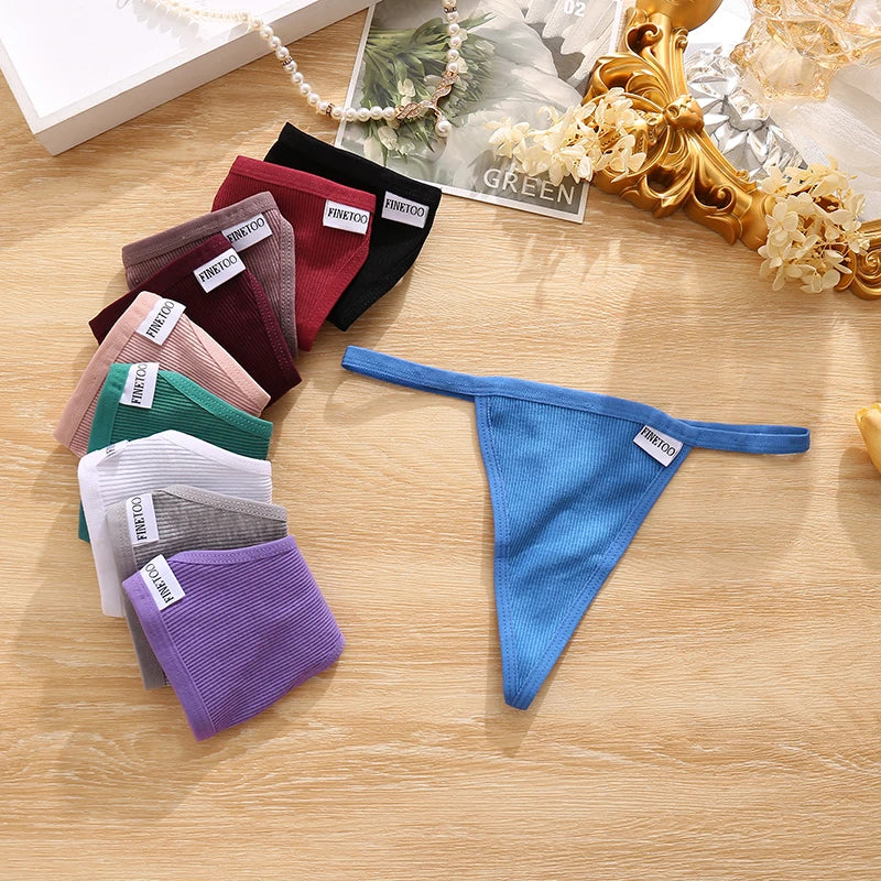 7Pcs/Set Women’s Sexy Panties Seamless Cotton Low Rise Thongs Fashion Solid Color Soft Breathable Underwear Female Cozy G-string.