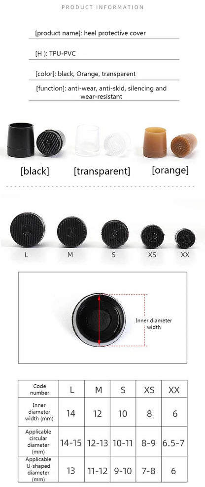 2Pcs Non-slip Wearable Heel Cover Round Woman High heels Protective Cover TPU/PVC Material Soft Damping Silencer Heel Protector.