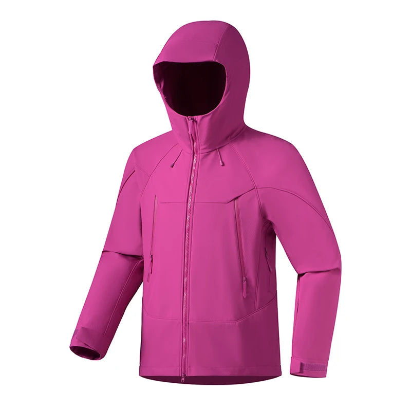 JNLN Men Women Waterproof Soft Shell Jacket Windproof Warm Fleece Rain Coat Unisex Hiking Climbing Trekking Outdoor Windbreaker