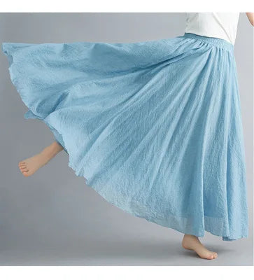 Fashion Cotton Linen Clothes Women Skirts Maxi Y2k Elegant Streetwear Saia Ropa Mujer Casual Vestido Long Skirt Faldas Harajuku.