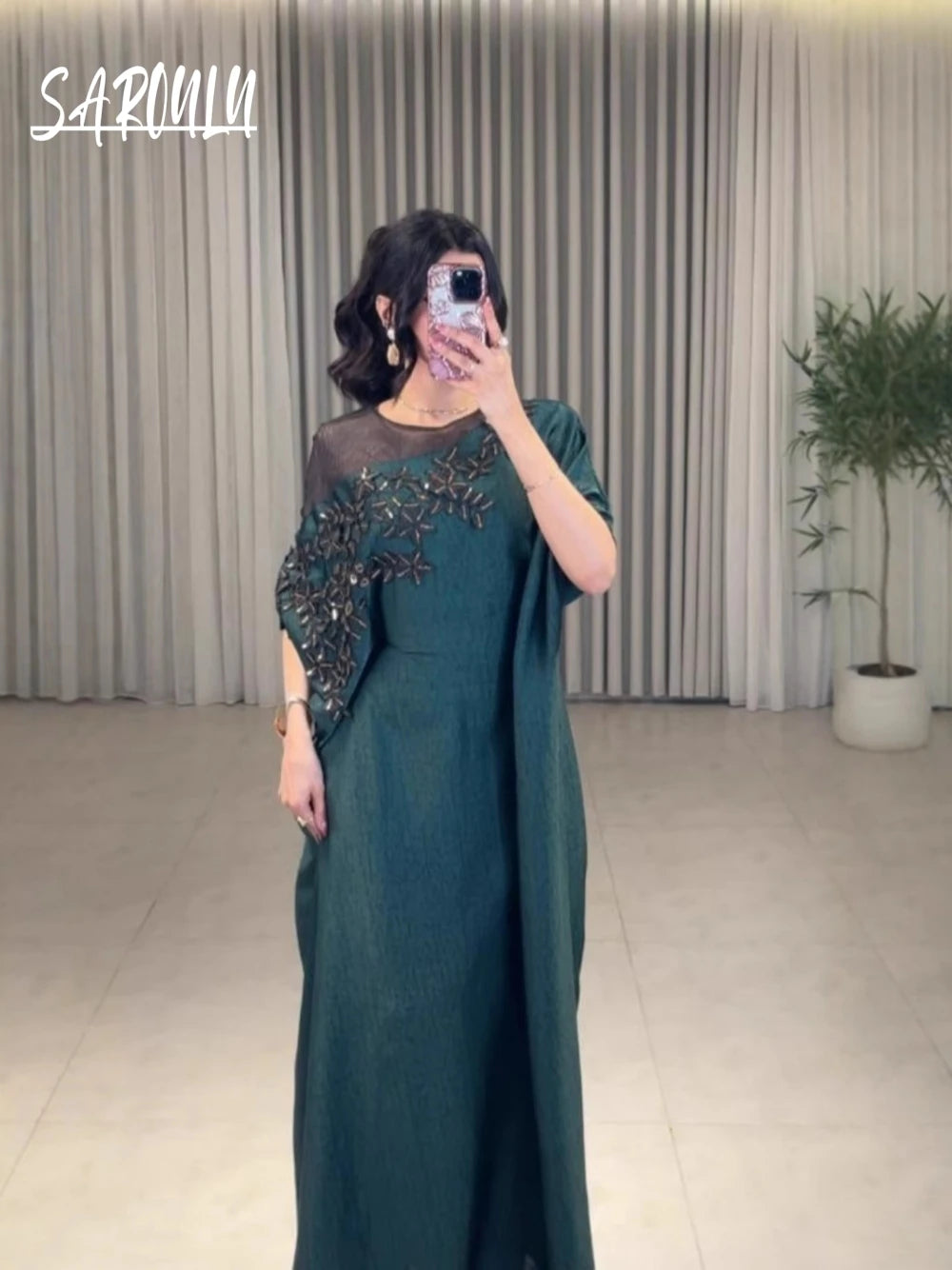 Charming Muslim O Neck Evening Dress Classy Embroidery Kaftan Straight Hot Sale Women Prom Gown Gorgeous Cocktail Arabic Wear.