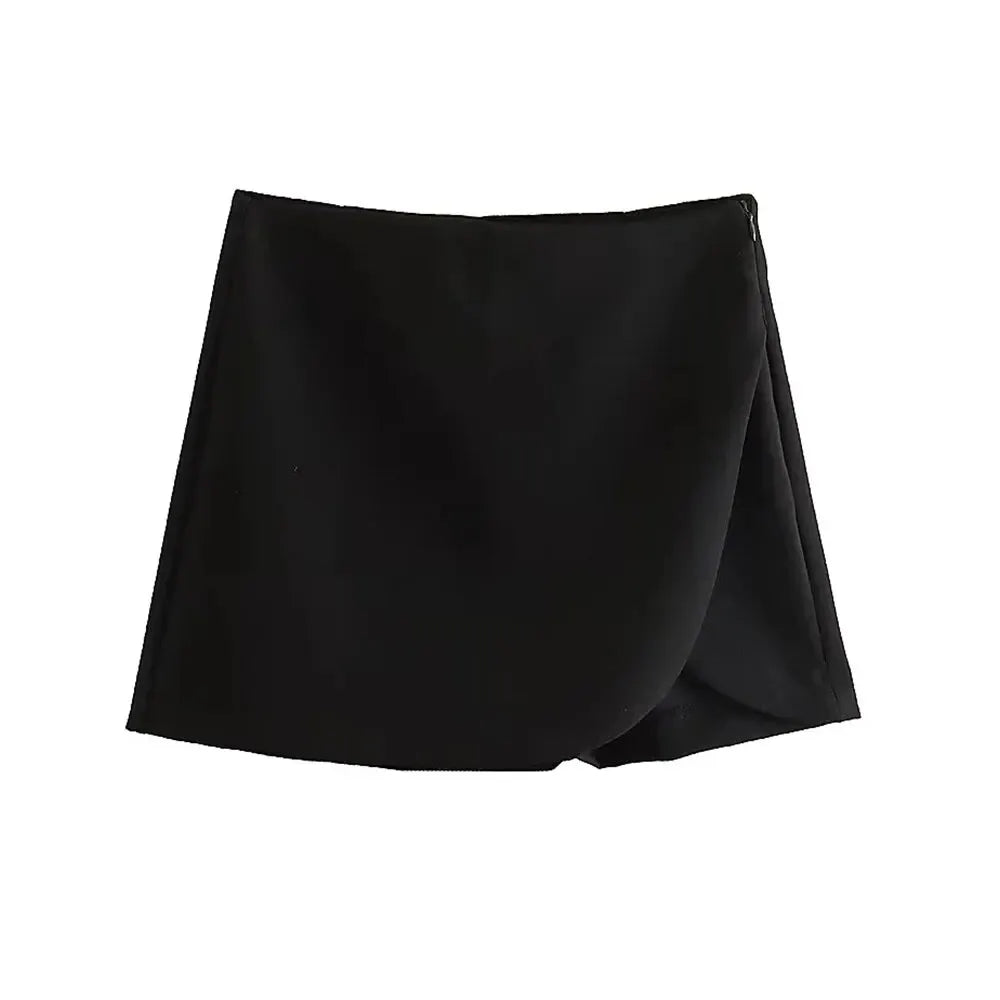 Women Fashion Pareo Style Shorts Skirts Vintage High Waist Side Zipper Female Skort Mujer
