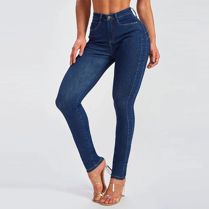 Slim High-waist Jeans Women's Sexy Skinny Pencil Pants Washed Denim Long Trousers 2025 Autumn New Ladies Zipper Streetwear