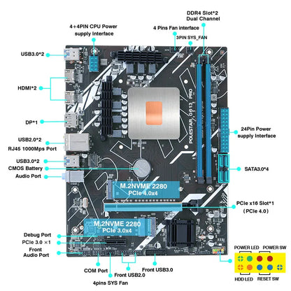 G613 DIY Gamer Motherboard with 11th Core CPU 0000 ES 2.2GHz 8C16T (Refer to i7 11800 ) DDR4 1151 Mainboard.