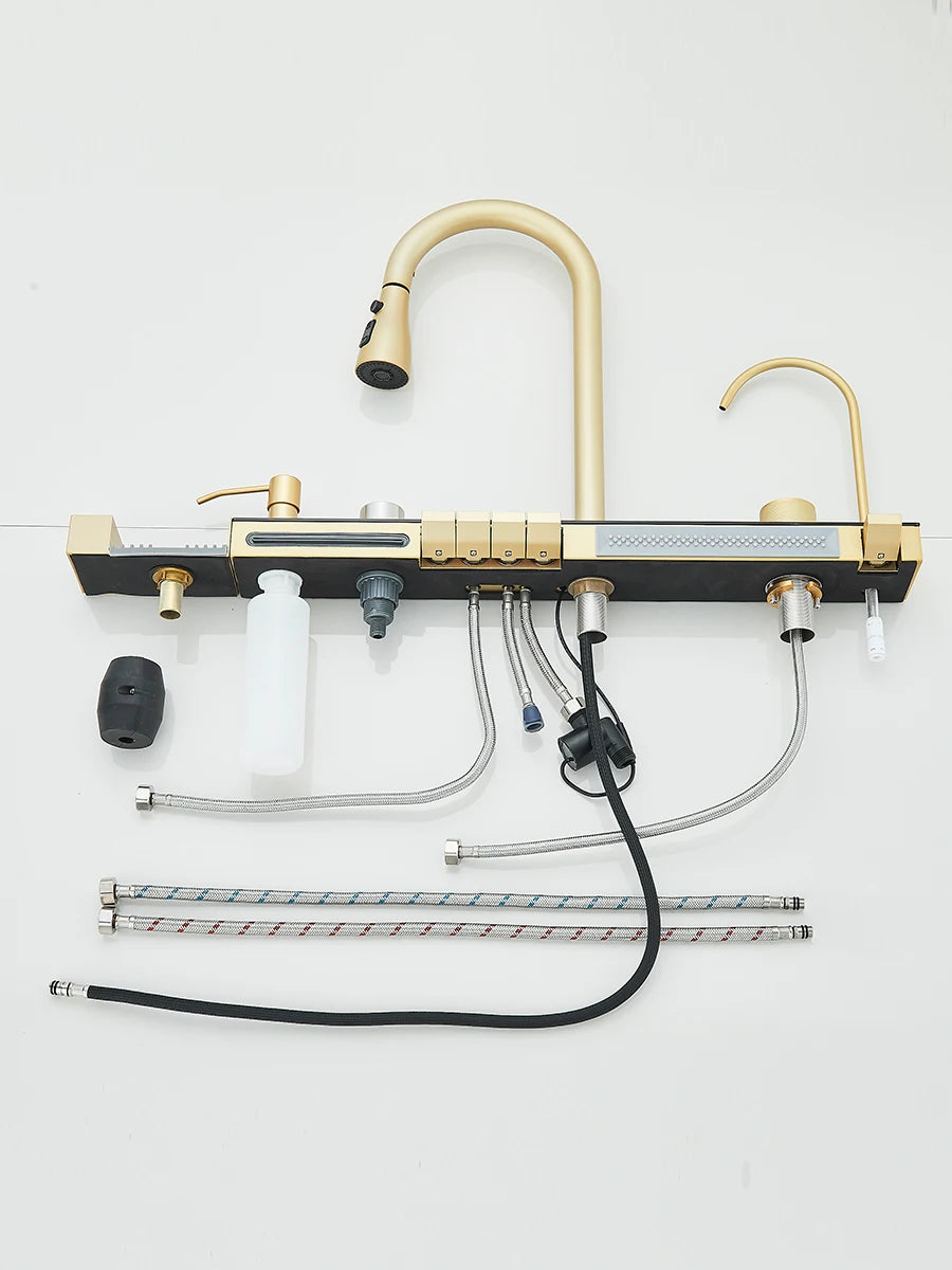 Große 304 Küchenspülen, 75 x 45 cm, Edelstahl, Küchen-Wasserfall-Waschbecken, Digitalanzeige, großes Einzelwaschbecken, Geschirrspüler-Wasserhahn