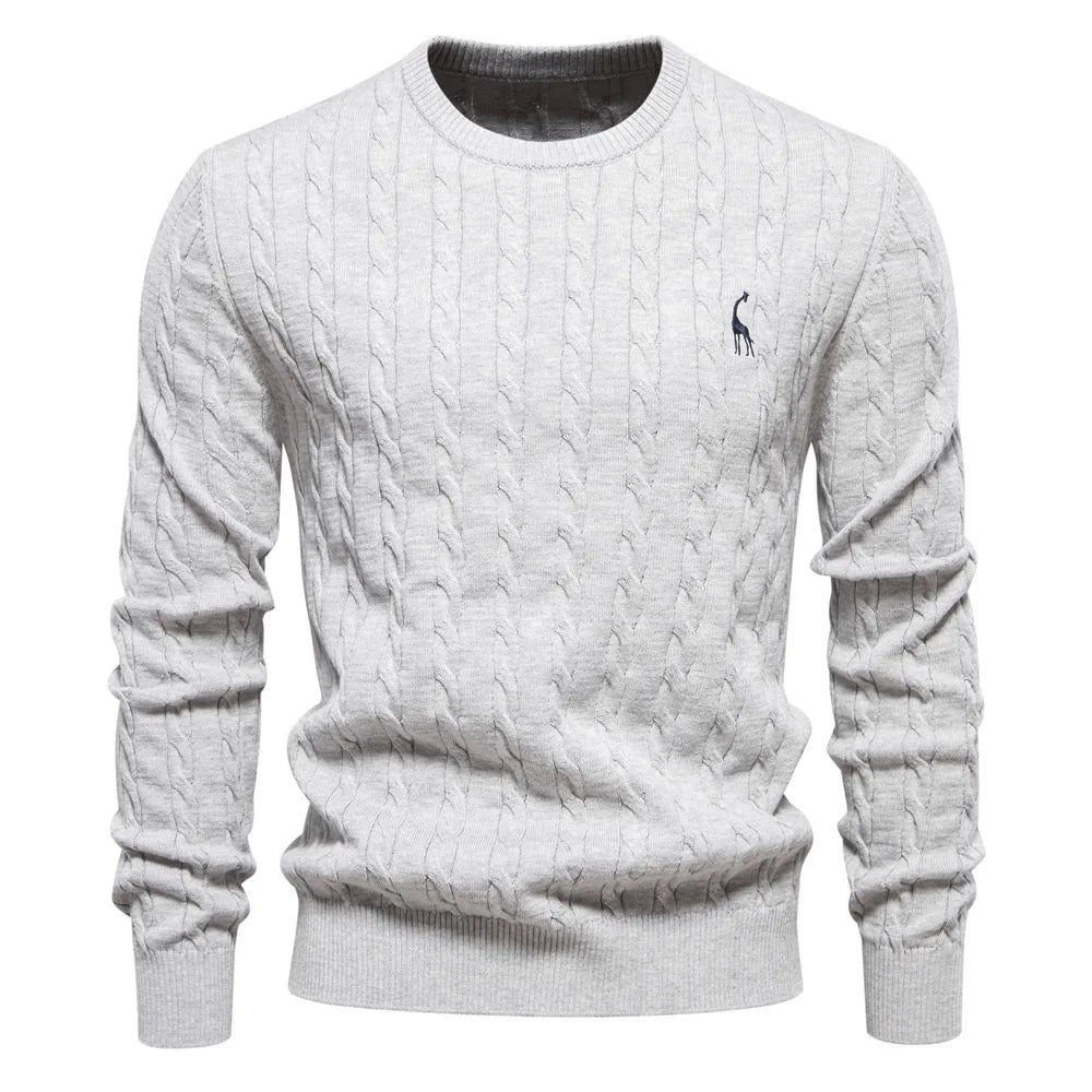 2024 High-quality Men's Sweater Pullover New Deer Embroidery Solid Color Knitted Sweater Men's Knit Sweaters  Men Clothing