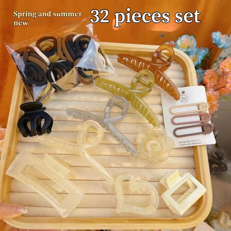 New 8-137PCS Set Hair Clip Combination Women Hair Accessories Grab Clip Hair Band Temperament Hairclip High Ponytail Headband.