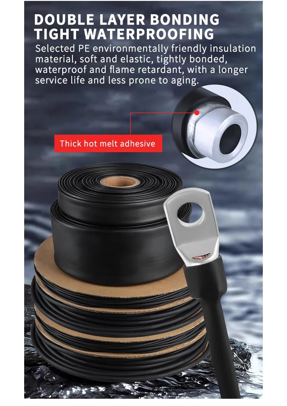 100 Meters/10M Diameter 2.4~25.4mm 3:1 Ratio Adhesive Lined Heat Shrink Tubing Waterproof Wire Wrap Insulated Lined Cable Sleeve.