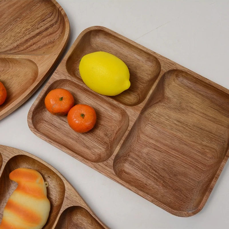 Wooden Leaf Shaped Fish Shaped Nut Tray Divided Plate Fruit Bread Pastry Tray Japanese Tableware.