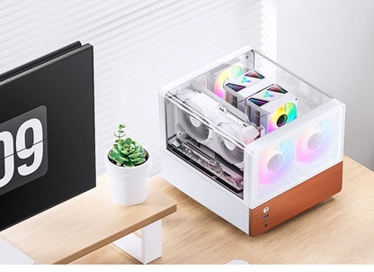 Jonsbo V12 Hyperbolic Glass PC Case MATX ITX Computer Case Seaview Room Desktop Case Mini Side Transparent Chassis 12cm Case Fan.