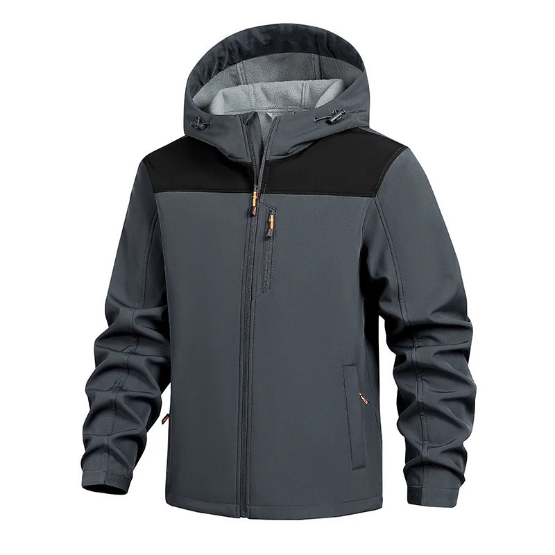 Jacket Coat Winter Soft Case Male Outdoor Sports Hooded Coat Multi-pocket Inside Fleece Casual Waterproof Windproof Sport Jacket