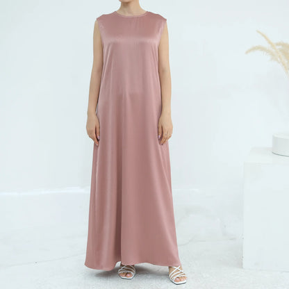 Two Piece Arabic Outfit Set for Muslim Women Elegant Modest Abaya Dress with Inner Ramadan Islamic Coat New Turkish Kaftan Robe.