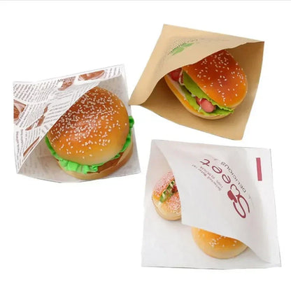 100pcs Triangular Open Top Kraft Paper Bag Donuts Sandwich Bags For Bakery Bread Food Packaging Bags 15x15cm.