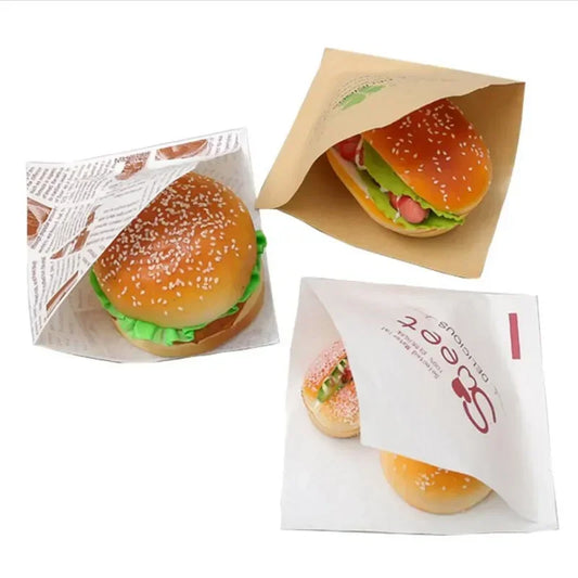 100pcs Triangular Open Top Kraft Paper Bag Donuts Sandwich Bags For Bakery Bread Food Packaging Bags 15x15cm.
