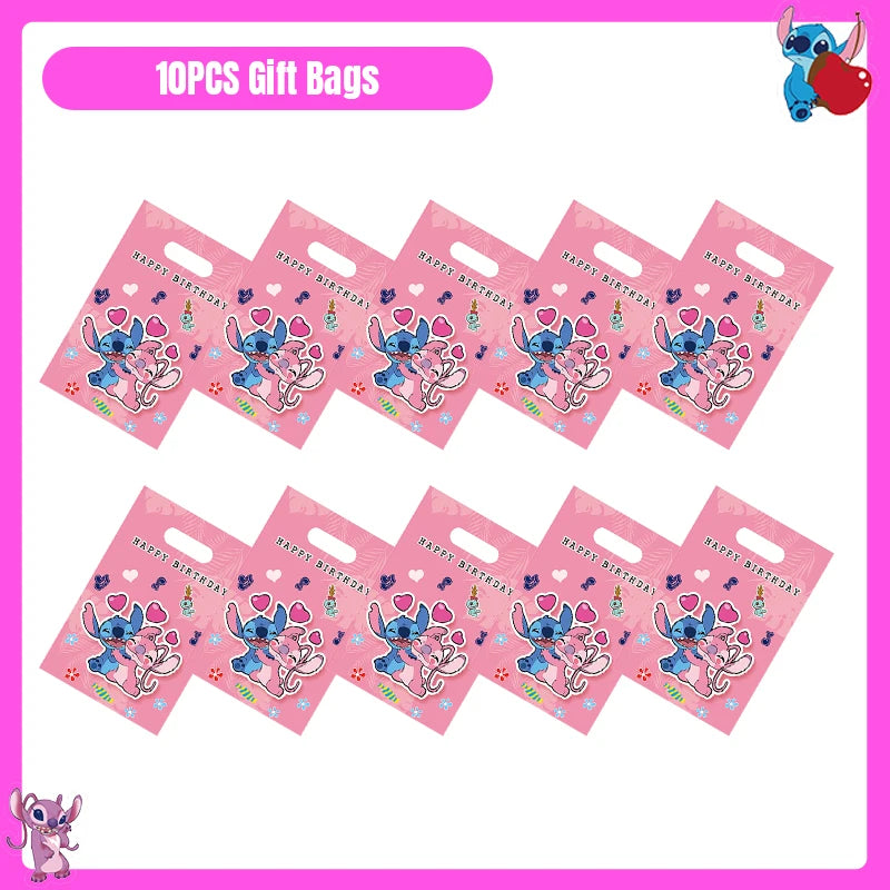 Disney Lilo und Stitch Party Dekoration Geschirr rosa Stitch alles Gute zum Geburtstag Party Thema liefert Ballon Hintergrund Tasse Teller.