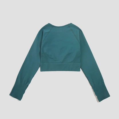 Women's Shirt Seamless Crop Top Fitness Shirts Long Sleeve Sports Top Woman Yoga Tops Activewear With Thumb Hole Sportswear.