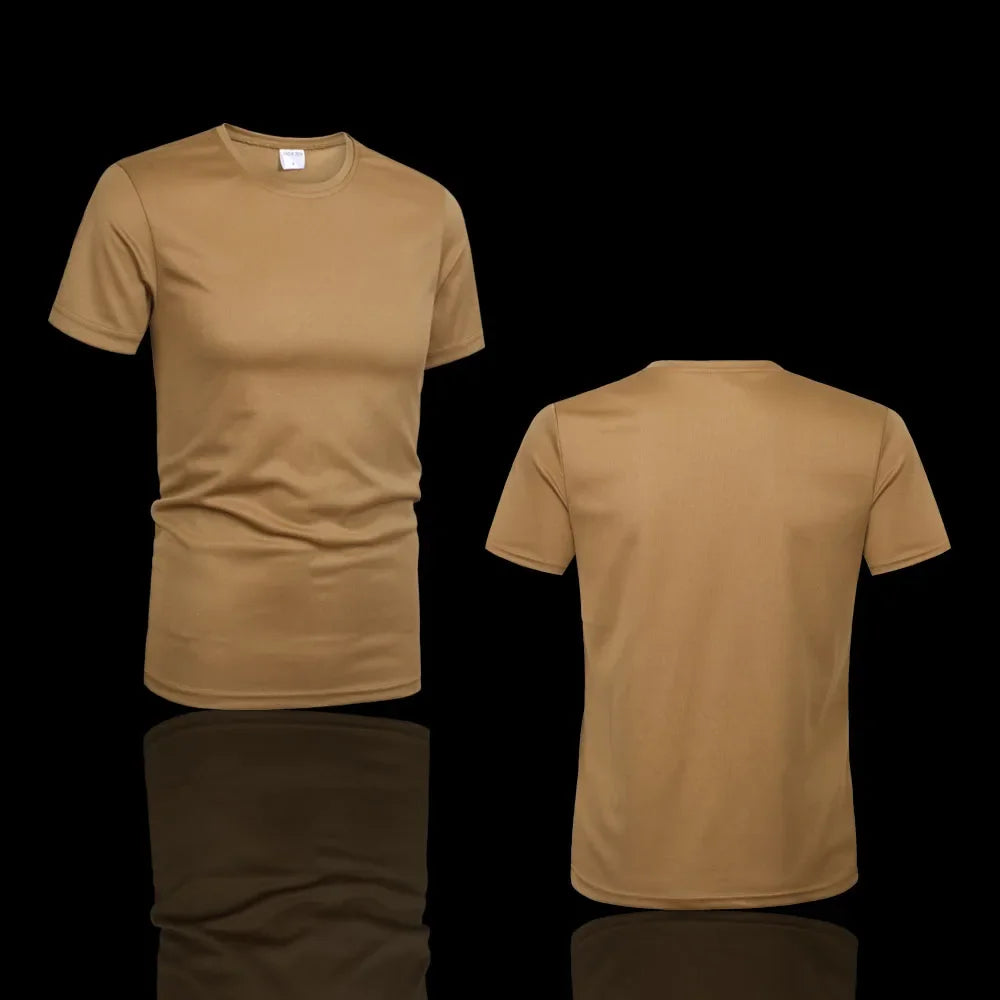 MEGE Brand Clothing Tactical Men's Tee Shirt Round Neck Solid Shirt Short Sleeve Breathable quick-drying Casual Shirt.