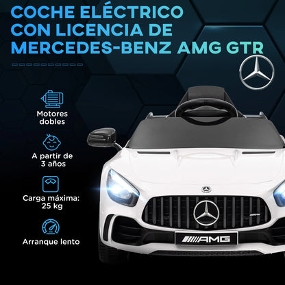 Aiyaplay Electric Car for Children +3 Years Mercedes-Benz Amg Gtr White.