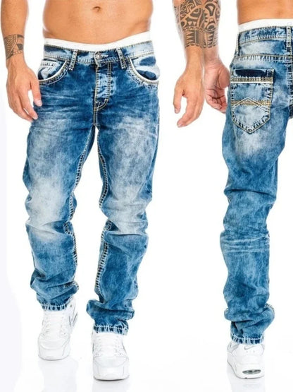 2024 NEW Mens Jeans Brands Straight Stretch Slim Jean Homme Pantalones Hombre Casual Pants Denim Trousers Baggy Jeans Black Blue.