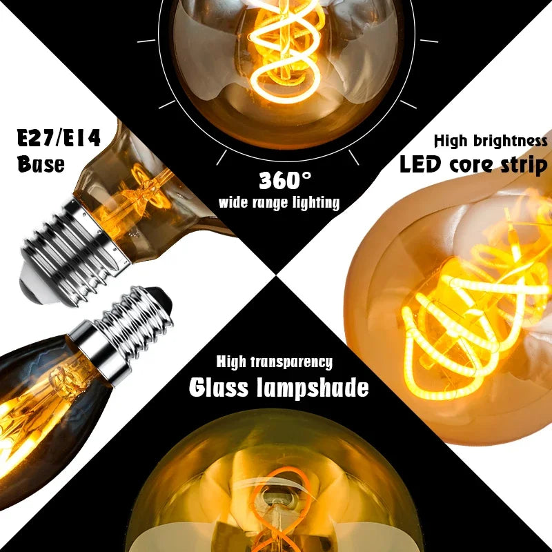 E14 E27 Spirale Licht G80 G95 G125 LED Glühlampe 220V 4W 2200K Retro Vintage Lampen dekorative Beleuchtung dimmbare Edison Lampe.