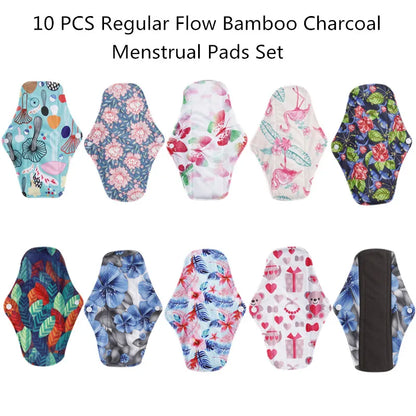 10pc Reusable Menstrual Panties Pads Monthly Period Gaskets Women's Washable Sanitary Napkin Lady Menstrual underwear Cloth Pads.