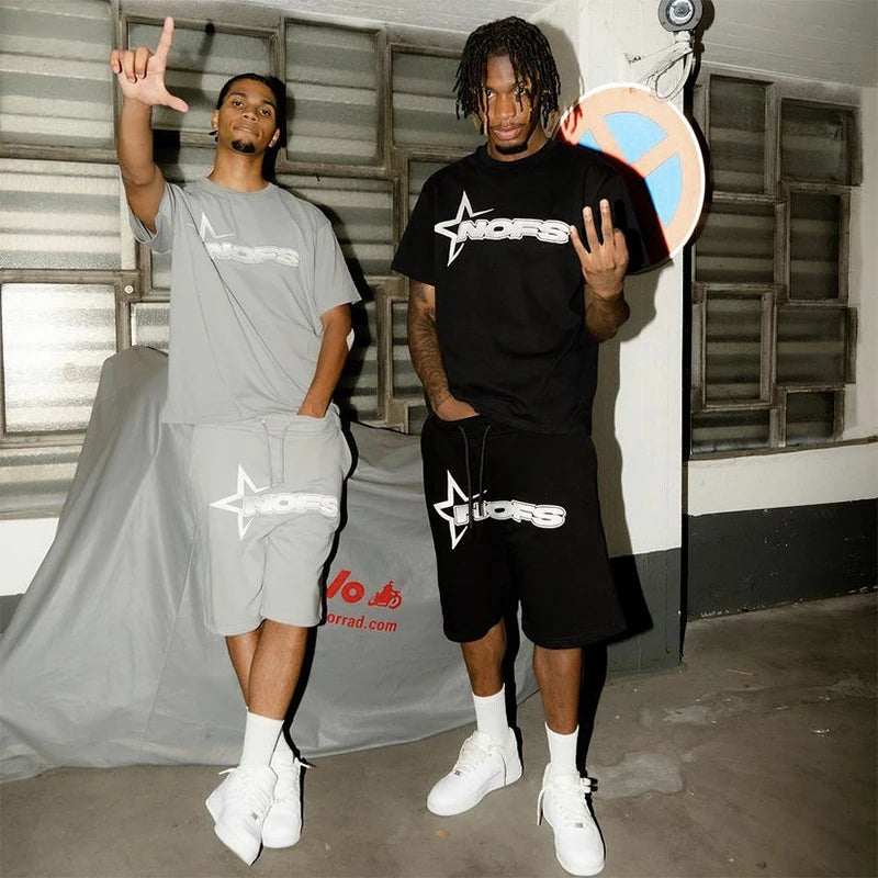 Summer Casual Sports Suit For Men Comfortable Breathable Clothing Running Sets Fitness Tracksuit T-shirt+Shorts Two-Piece Set.