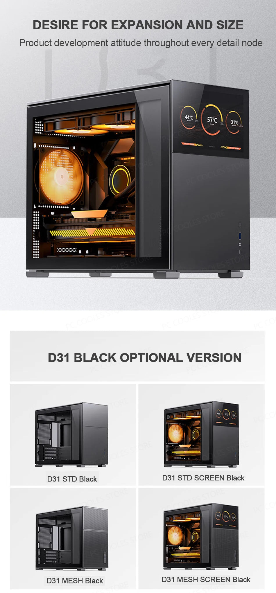 JONSBO Pinecone D31 M-ATX Computer Case Mesh Side Transparent ATX With Display Screen Games Chassis Support 360 Water Cooling.