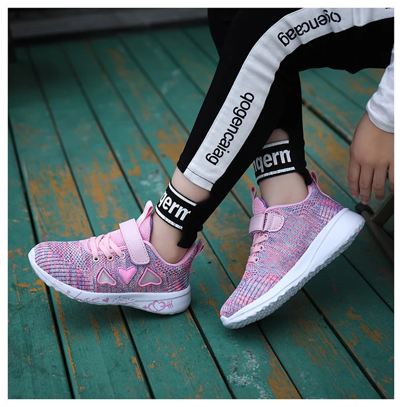 Girls Casual Shoes Light Mesh Sneakers Kids Summer Children Spring Autumn Tenis Cute Sport Cartoon Female Running Sock Footwear