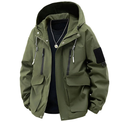 Jacket Mens Spring autumn New men jacket printing hooded Jackets casual coat Men's business coats Size M-4XL 5XL Hat detachable.