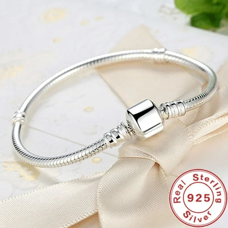 High quality bracelet 925 sterling silver classic bucket buckle bracelet fit original charm beads DIY women's jewelry Gifts.