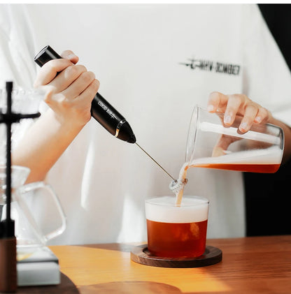 MHW-3BOMEBR Rechargeable Milk Frother Handheld Electric Foam Maker Stainless Steel Whisk Drink Mixer Foamer for Latte/Cappuccino