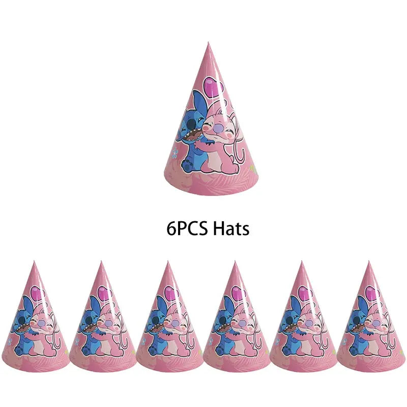 Disney Lilo Stitch Geburtstag Party Dekoration Kinder Stitch Thema Geschirr Set Engel Luftballons Happy Banner Zubehör für Mädchen zugunsten
