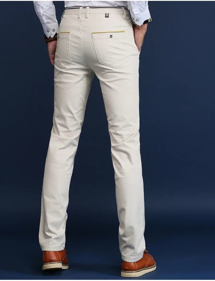 Classic Style Men Spring Summer Thin Casual Pants Fashion Business Cotton Solid Color Office Trousers High Quality Men Trousers