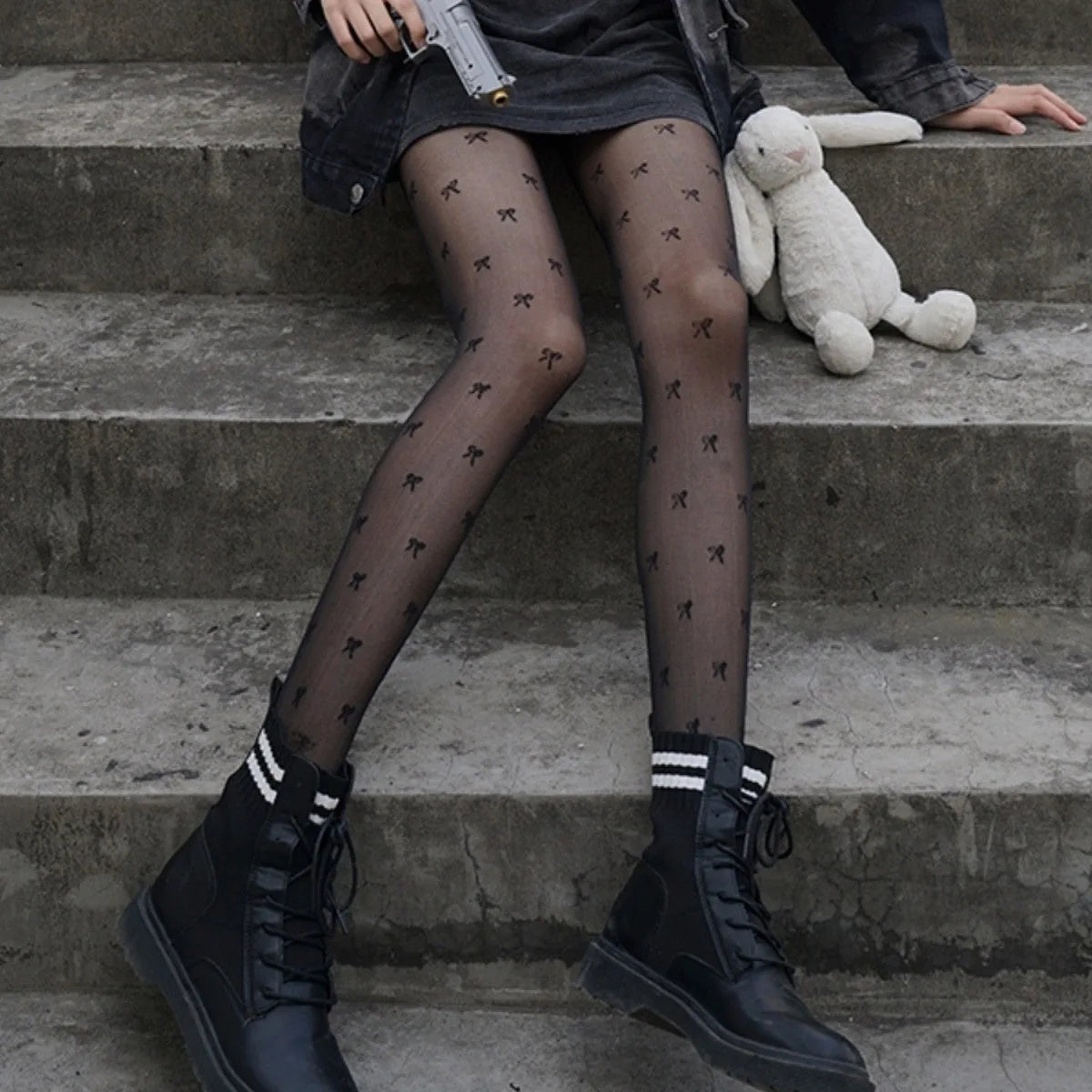 Black Polka Dot Butterfly Knot Tights Ultra Thin Women's Stockings Prevent Snagging Sexy Silk Pantyhose Spring Summer.