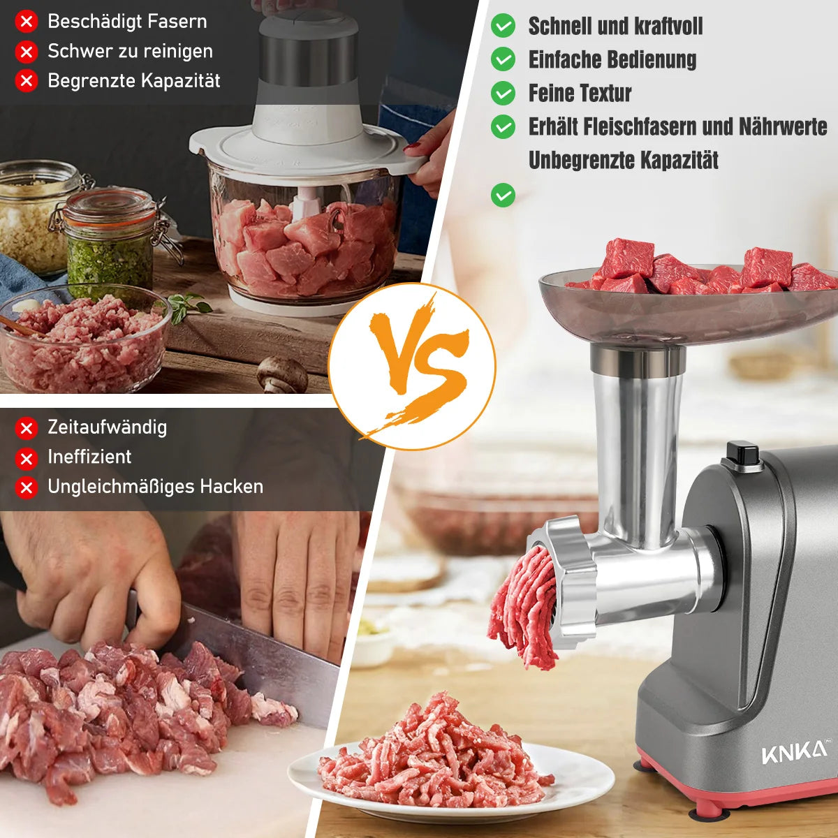 Electric Meat Grinder with 3 Stainless Steel Cutting Plates, Cookie and Sausage Chopper for Home Kitchen, Christmas Dinner Tools.