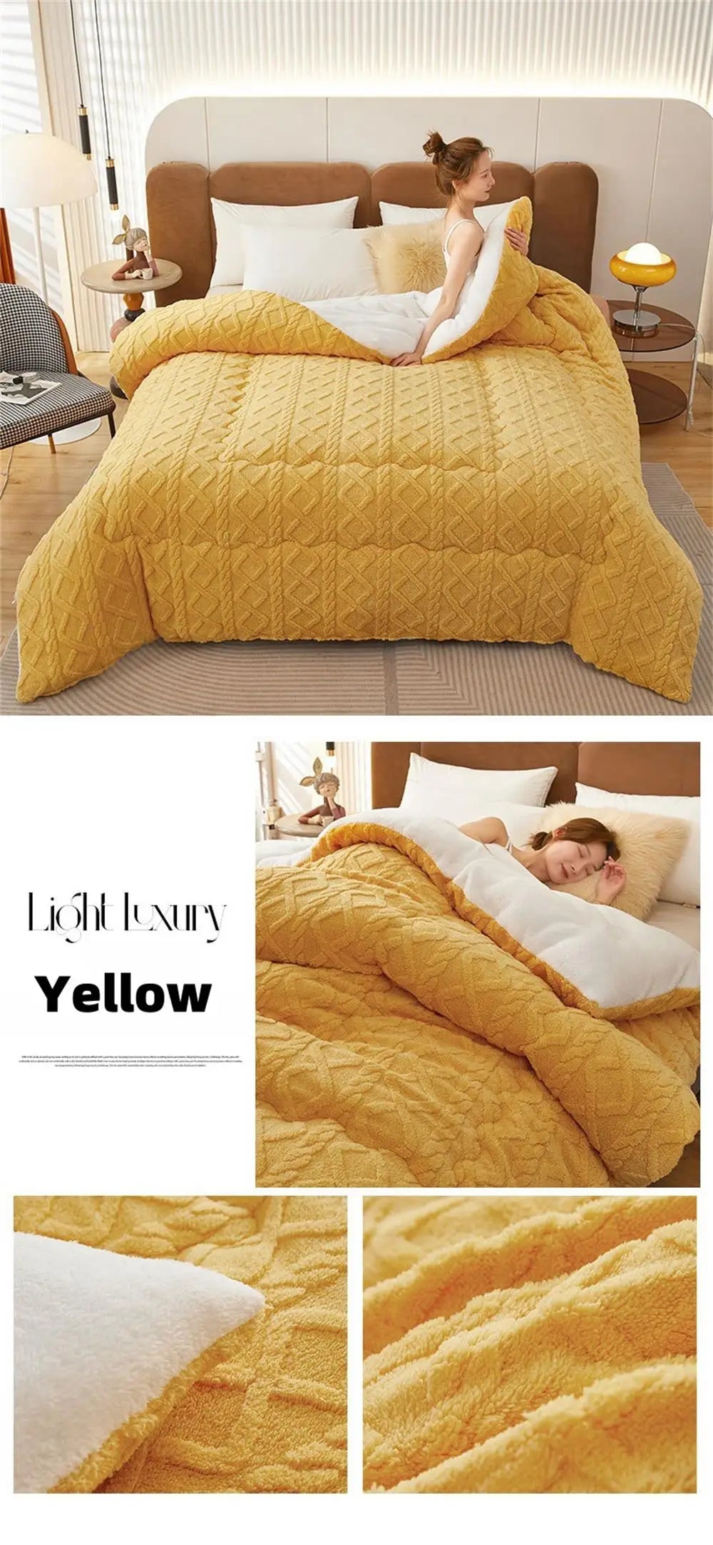 New Super Thick Winter Warm Blanket for Bed Artificial Lamb Cashmere Weighted Blankets Soft Comfortable Warmth Quilt Comforter