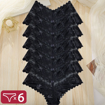 FINETOO 6Pcs Women Floral Lace Panties High Waist Brief Sexy Lingerie Panty Brazilian Underpants Femme Underwear Bikini Intimate