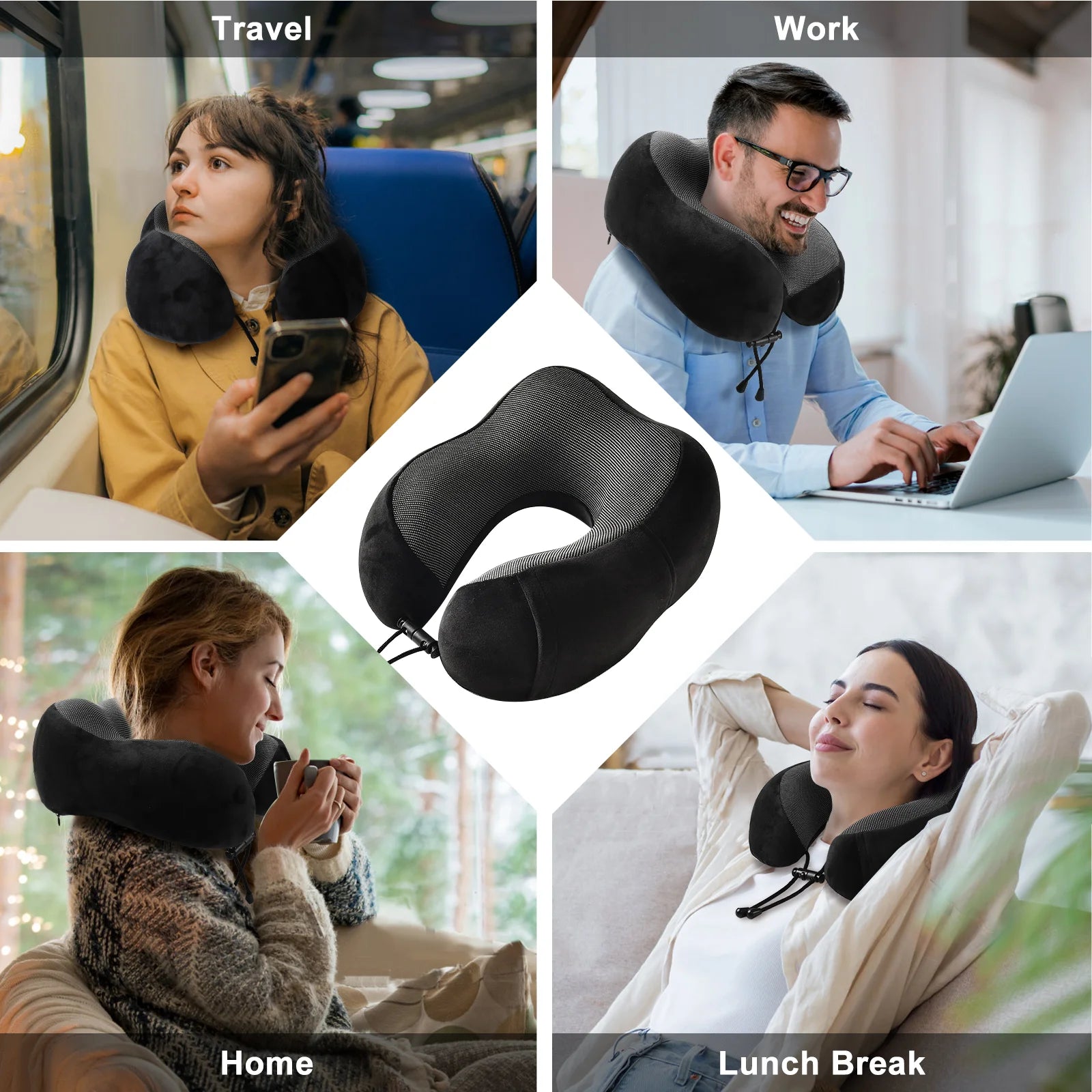Memory Foam U-shaped Neck Pillow Neck Cushion Soft Neckrest Pad  Portable Travel Pillow Cervical Healthcare Massage Neck Pillow.