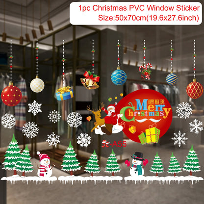 2025 Merry Christmas Wall Sticker Window Glass Merry Christmas Decor for Home Living Room Wall Decor 2026 Happy New Year Sticker