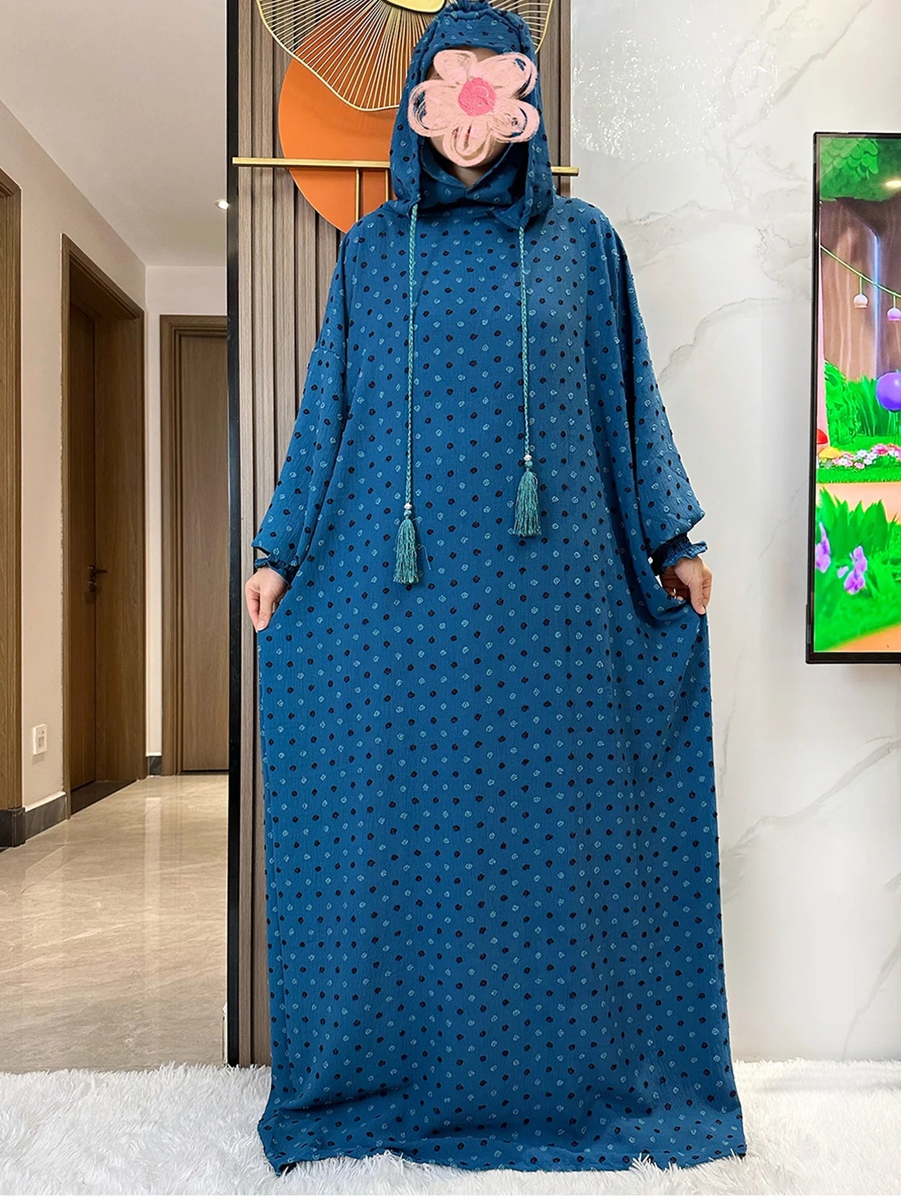 Latest Ramadan Soft Cotton Prayer Abaya Double Hats Dubai Turkey Islam Prayer Clothes Fabric Dresses Islam Women Dress Kaftan