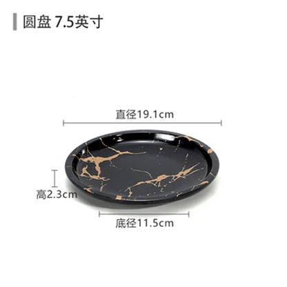 Marble Texture Imitation Melamine Plate BBQ Tableware Cake Fruits plates Snack Tray Outdoor Party Dishes Steak