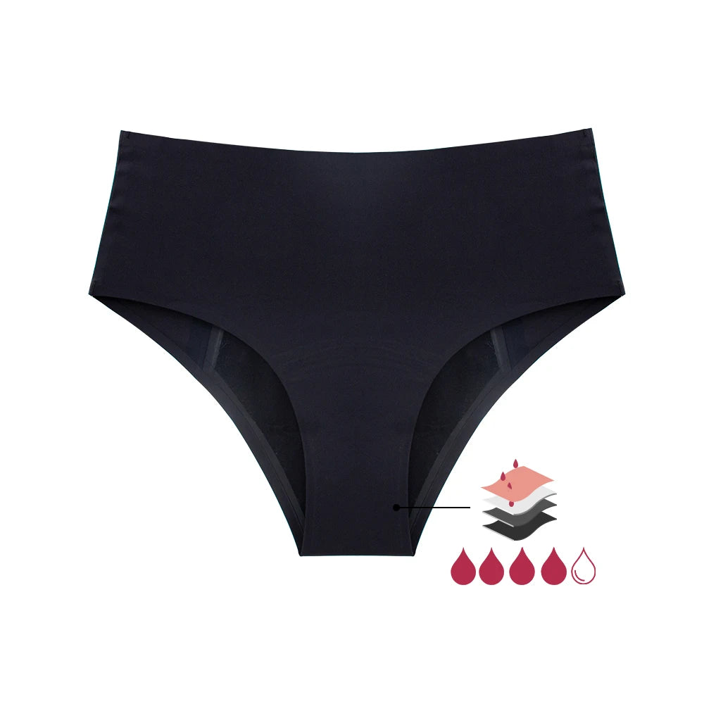 High Waist Period Panties for Women 4-Layer Leakproof Protection Heavy Absorption Menstrual Panties Breathable Reusable.