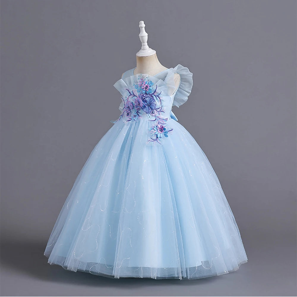 HETISO Kinder Elegantes formelles Kleid Mädchen Blume Prinzessin Party Abendkleid Geburtstag Festliches Neujahrskleid für Kinder 12 14 Jahre.