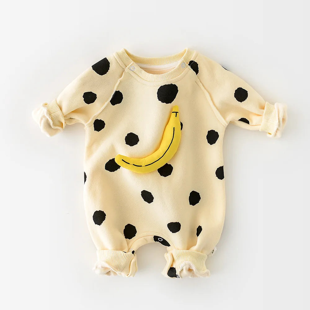 Frühling Baby Kleidung Banana Strampler Baumwolle Nachtwäsche Koreanische Neugeborene Kleidung Junge Mädchen Body Banana Dot Kleinkind Overall.