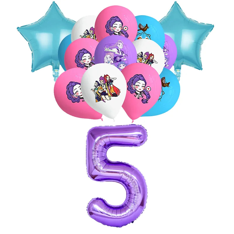 NEUE Dämon Jäger Kpop Geburtstag Dekorationen Set Geschirr Luftballons Banner Tischdecke Tasche Kpop Kuchen Dekor Für Mädchen Party Gefälligkeiten