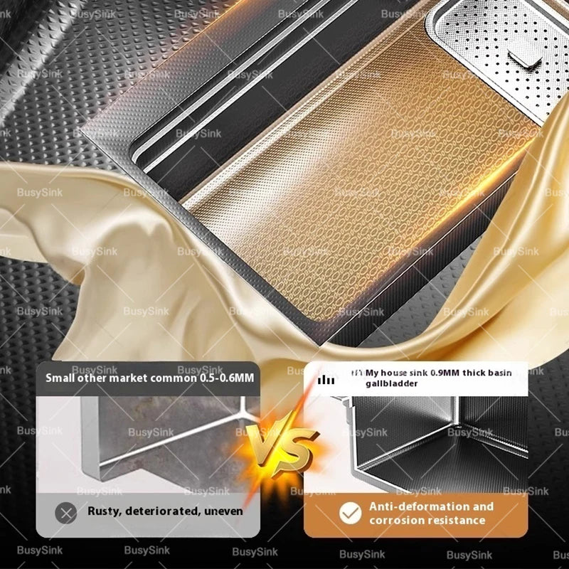 Stainless steel Kitchen Sink Thick Embossed Large Single Slot vegetable washbasin Dishwashing Sink Undermount Basin