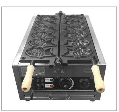 XEOLEO Taiyaki Maker Fish Waffle Machine Fish Cake Baking Machine 6 Pcs Fish Ice Cream Waffle Maker 3000W Non-stick Pan.