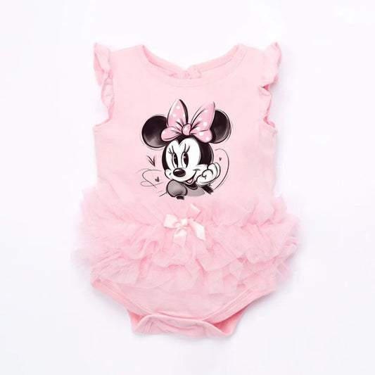 Neugeborene Prinzessin Mädchen Overalls Sommer Minnie Maus Gedruckt Mesh Bodys Baumwolle Baby Mädchen Kleidung.