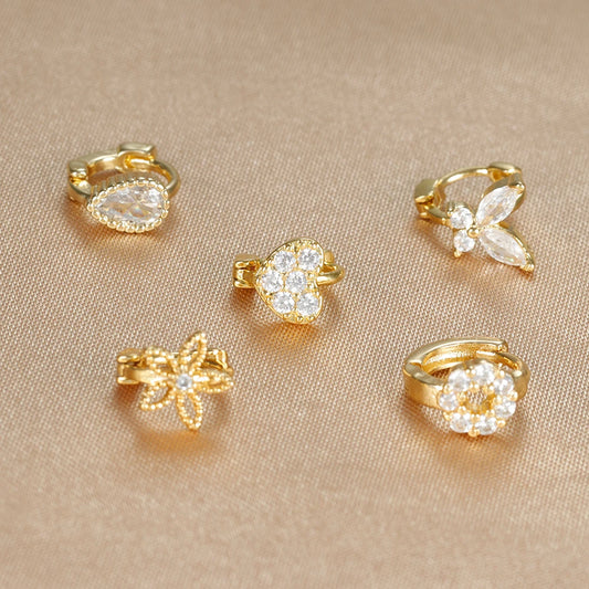 1Pc Stainless Steel Small CZ Hoop Cartilage Earrings Tiny Cross Tragus Rook Daith Earring Tragus Helix Rook Ear Piercing Jewelry.