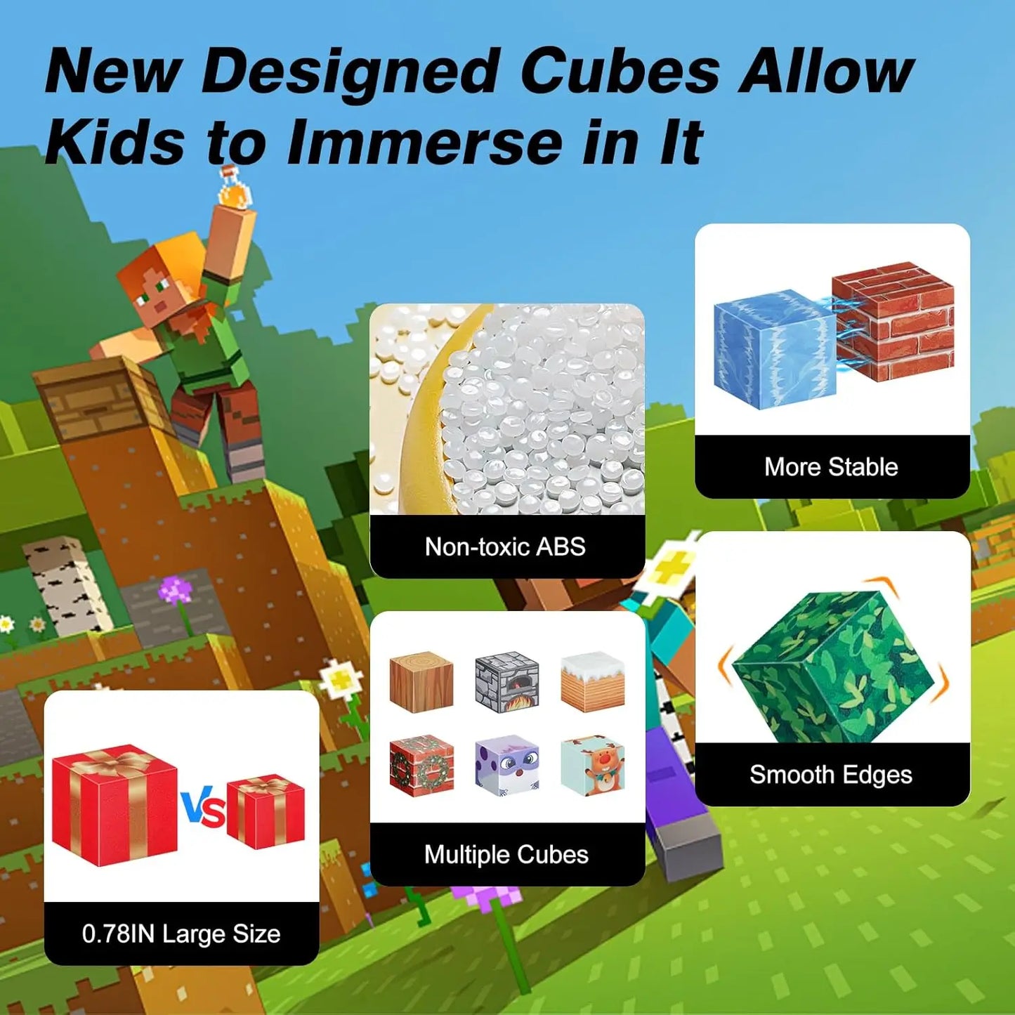 3D Kids Magnetic Blocks Sensory Construction Building Toy Santa Claus Magnet Cubes Stacking Toys Boys Girls Puzzle Gift.